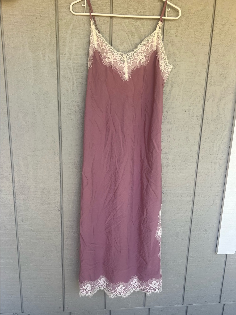 GAP Mauve Lace-Trim Slip Dress
